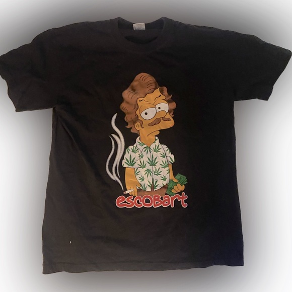 Vintage bootleg Bart PABLO ESCOBART black shirt - Picture 1 of 3